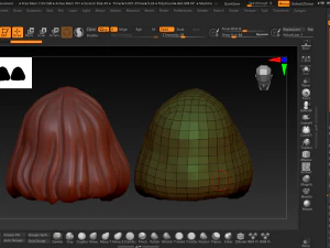 High poly and Low poly HAIR Base Mesh 3D Model