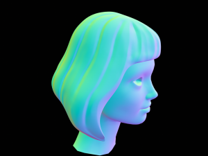 Stylized Female Hair 3D Model