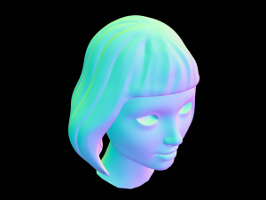 Stylized Female Hair 3D Model