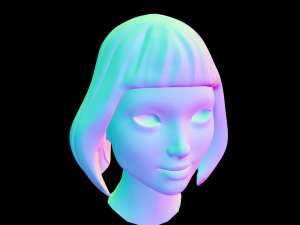 Stylized Female Hair 3D Model