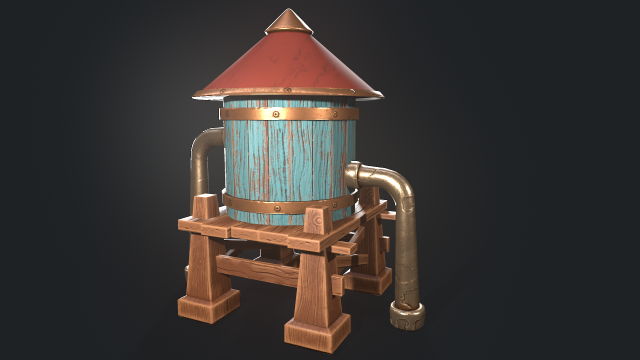 A stylized water tower for the game Modelo 3D .c4d .max .obj .3ds .fbx .stl .blend 