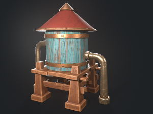 A stylized water tower for the game 3D Model