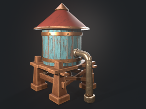 A stylized water tower for the game Modelo 3D