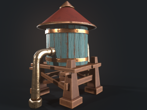 A stylized water tower for the game Modelo 3D