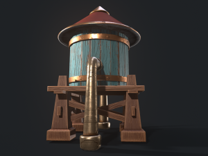 A stylized water tower for the game Modelo 3D