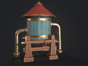 A stylized water tower for the game Modelo 3D