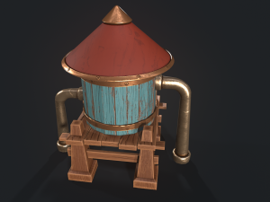 A stylized water tower for the game Modelo 3D