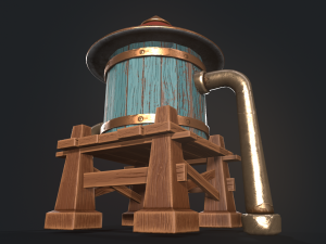 A stylized water tower for the game Modelo 3D