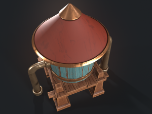 A stylized water tower for the game Modelo 3D