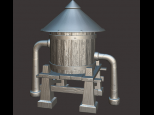 A stylized water tower for the game Modelo 3D