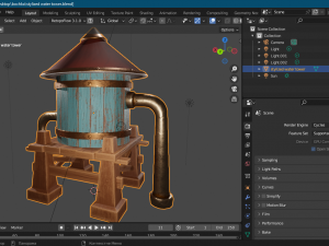 A stylized water tower for the game Modelo 3D