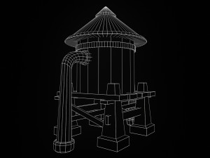 A stylized water tower for the game Modelo 3D