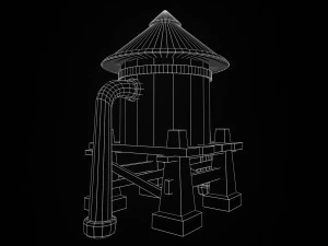 A stylized water tower for the game 3D Model
