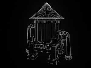 A stylized water tower for the game Modelo 3D