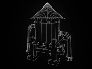 A stylized water tower for the game 3D Model