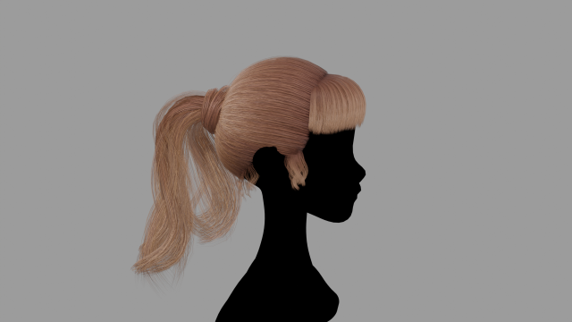 Pony Tail Style Hair II GameReady Hair Model 3D .c4d .max .obj .3ds .fbx .stl .blend 