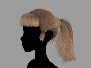 Pony Tail Style Hair II GameReady Hair 3D Model