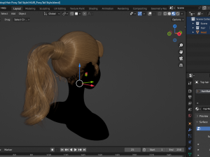 Pony Tail Style Hair II GameReady Hair Model 3D