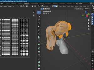 Pony Tail Style Hair II GameReady Hair Model 3D