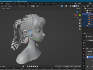 Pony Tail Style Hair II GameReady Hair Model 3D