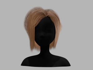 Hairstyle square II Real time hair II Game ready Modello 3D