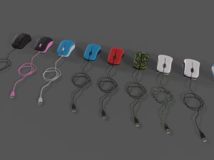 PC Mouse with 8 colored skins 3D Model