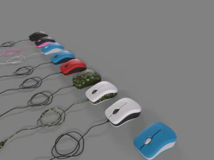 PC Mouse with 8 colored skins 3D Model