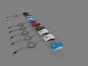 PC Mouse with 8 colored skins 3D Model