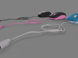 PC Mouse with 8 colored skins 3D Model