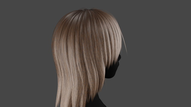 Hairstyle long II Real-Time Hairstyle for Games Modelo 3D .c4d .max .obj .3ds .fbx .stl .blend 