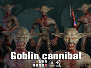 Goblin Cannibal with control rig I Epic skeleton 3D 모델