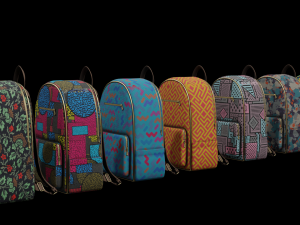 Stylish school backpack II Bag II 7 different color sets Modelo 3D