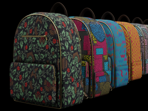 Stylish school backpack II Bag II 7 different color sets Modelo 3D
