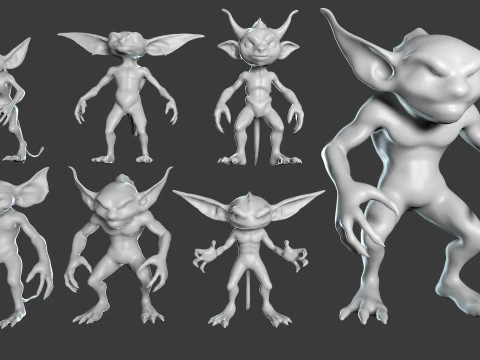 Goblin Base Mesh Pack for Sculpting 3D Model