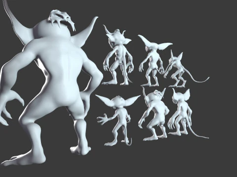 Goblin Base Mesh Pack for Sculpting 3D Model