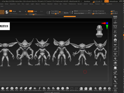 Goblin Base Mesh Pack for Sculpting 3D Model