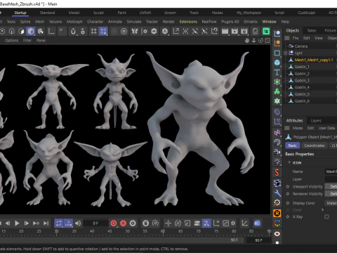 Goblin Base Mesh Pack for Sculpting 3D Model