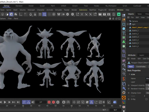 Goblin Base Mesh Pack for Sculpting 3D Model