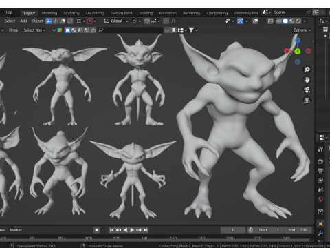 Goblin Base Mesh Pack for Sculpting 3D Model