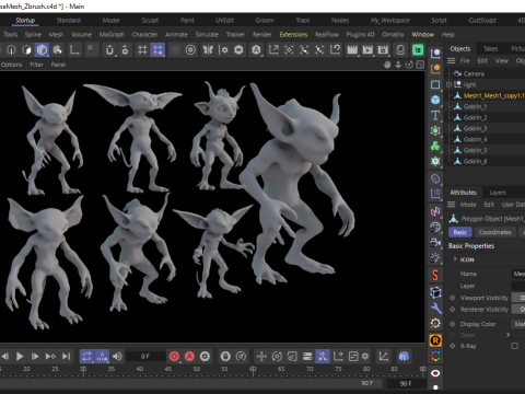 Goblin Pack - IMM Brush for ZBrush High-Quality Base Meshes for Sculpting 3D Модель