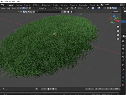 Lawn Grass Model for Exteriors 3D Model