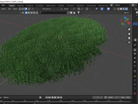 Lawn Grass Model for Exteriors Modello 3D