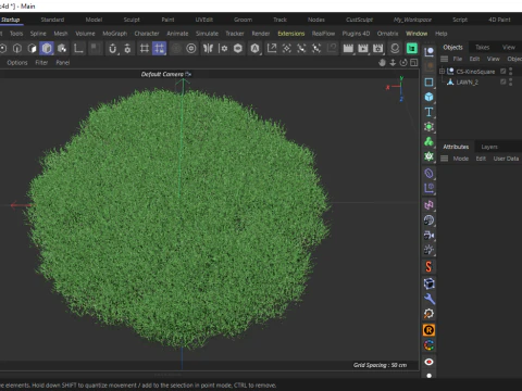 Realistic Lawn Grass Patch 3D Model