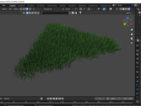 3D Lawn Grass for Garden and Park 3D Model