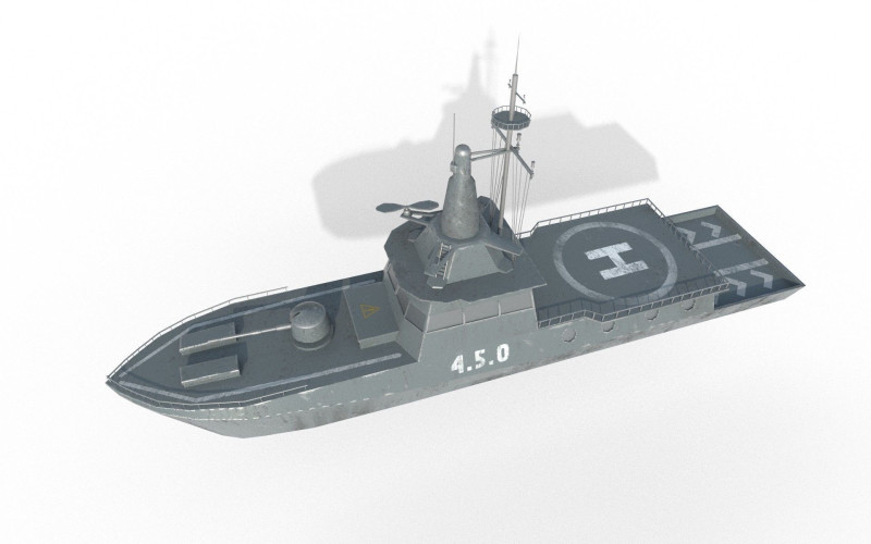 MILITARY ROCKET BOAT with PBR Material 3D 모델 .c4d .max .obj .3ds .fbx .stl .blend 