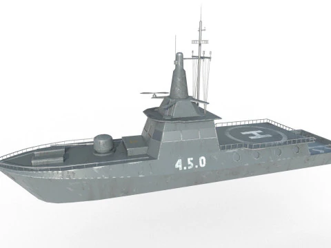 MILITARY ROCKET BOAT with PBR Material 3D Model