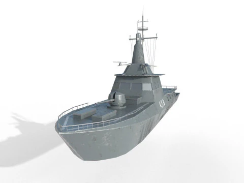 MILITARY ROCKET BOAT with PBR Material 3D Model