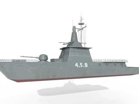 MILITARY ROCKET BOAT with PBR Material 3D Model