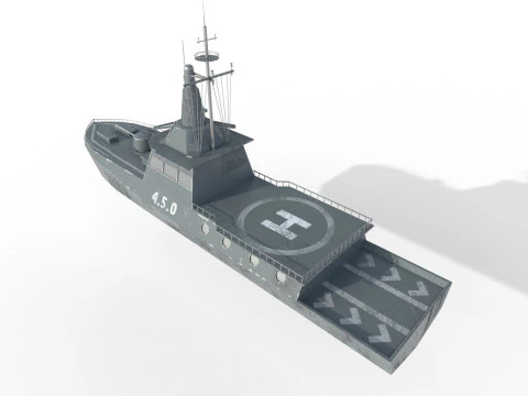 MILITARY ROCKET BOAT with PBR Material 3D Model