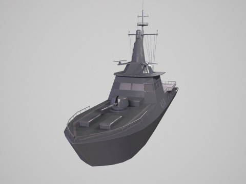 MILITARY ROCKET BOAT with PBR Material 3D 모델
